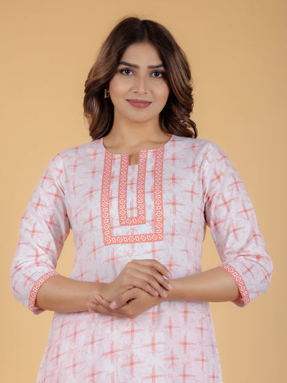 Women's Cotton Orange Straight Kurta
