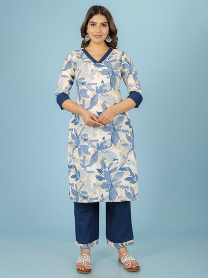 Women's Linen Off White Straight Kurta Set