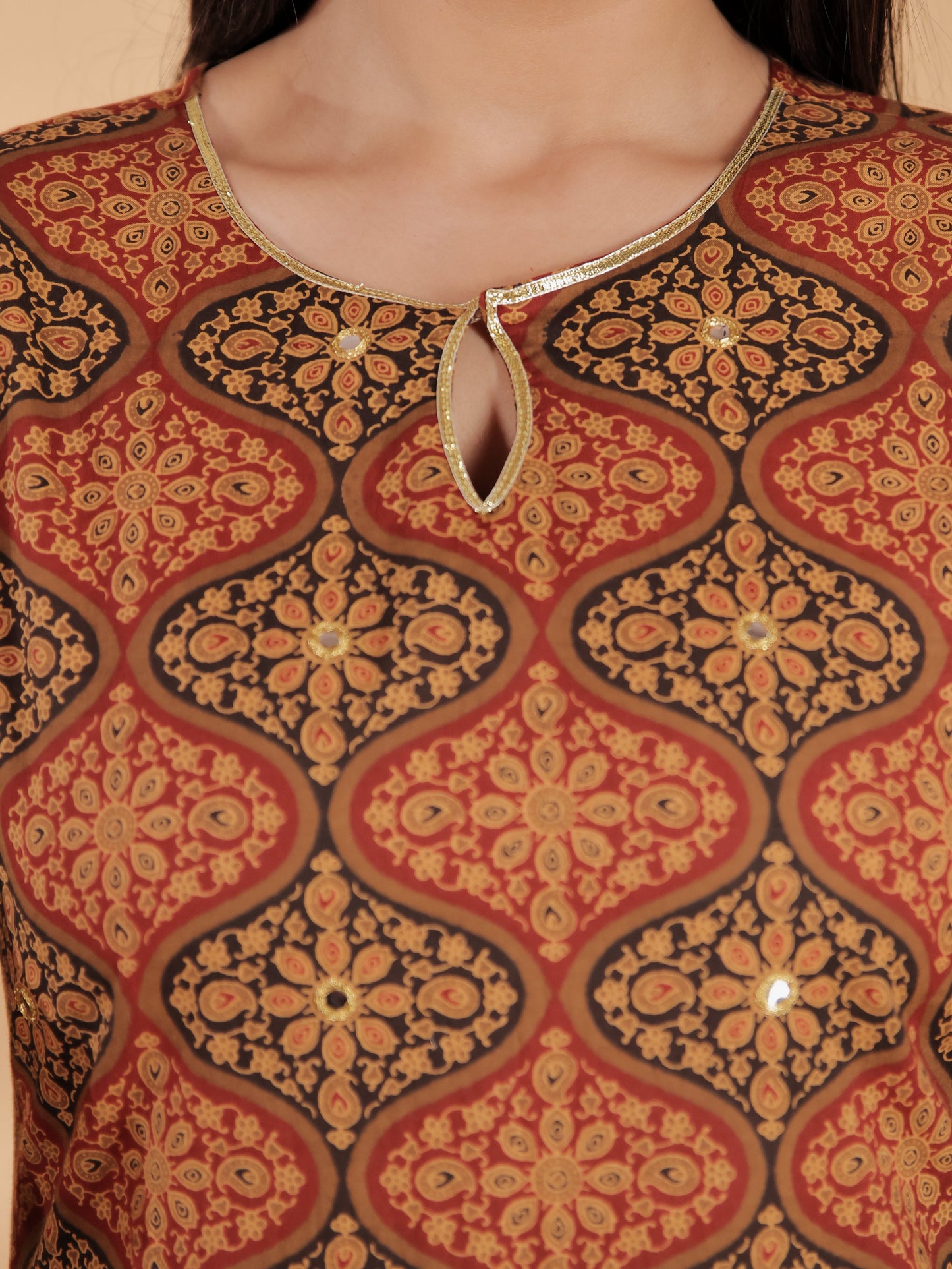 Women's Cotton Brown Straight Kurta