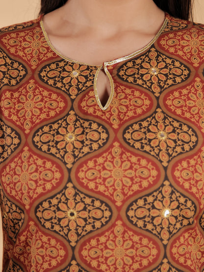 Women's Cotton Brown Straight Kurta