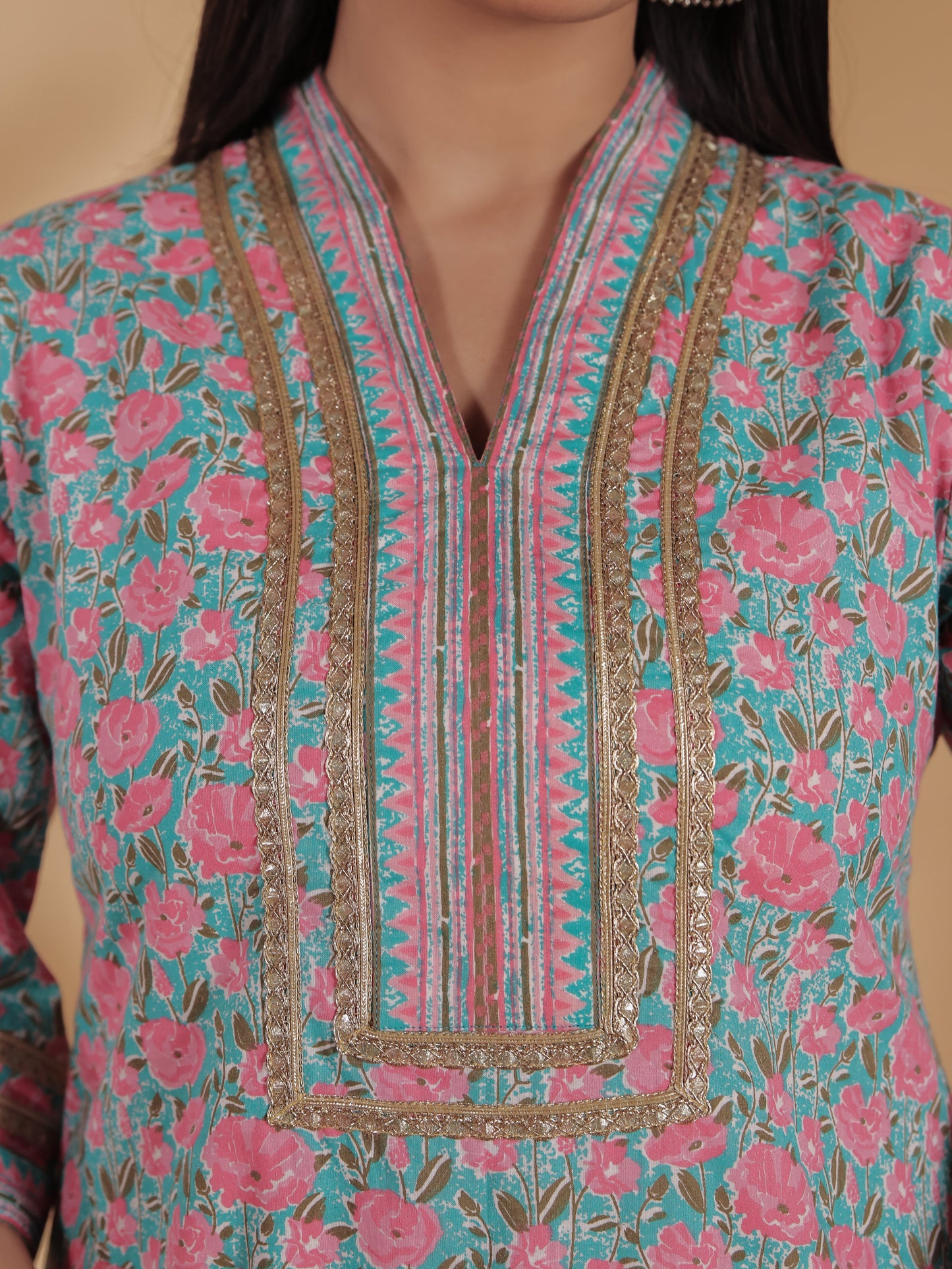 Women's Cotton Multicolor Straight Kurta