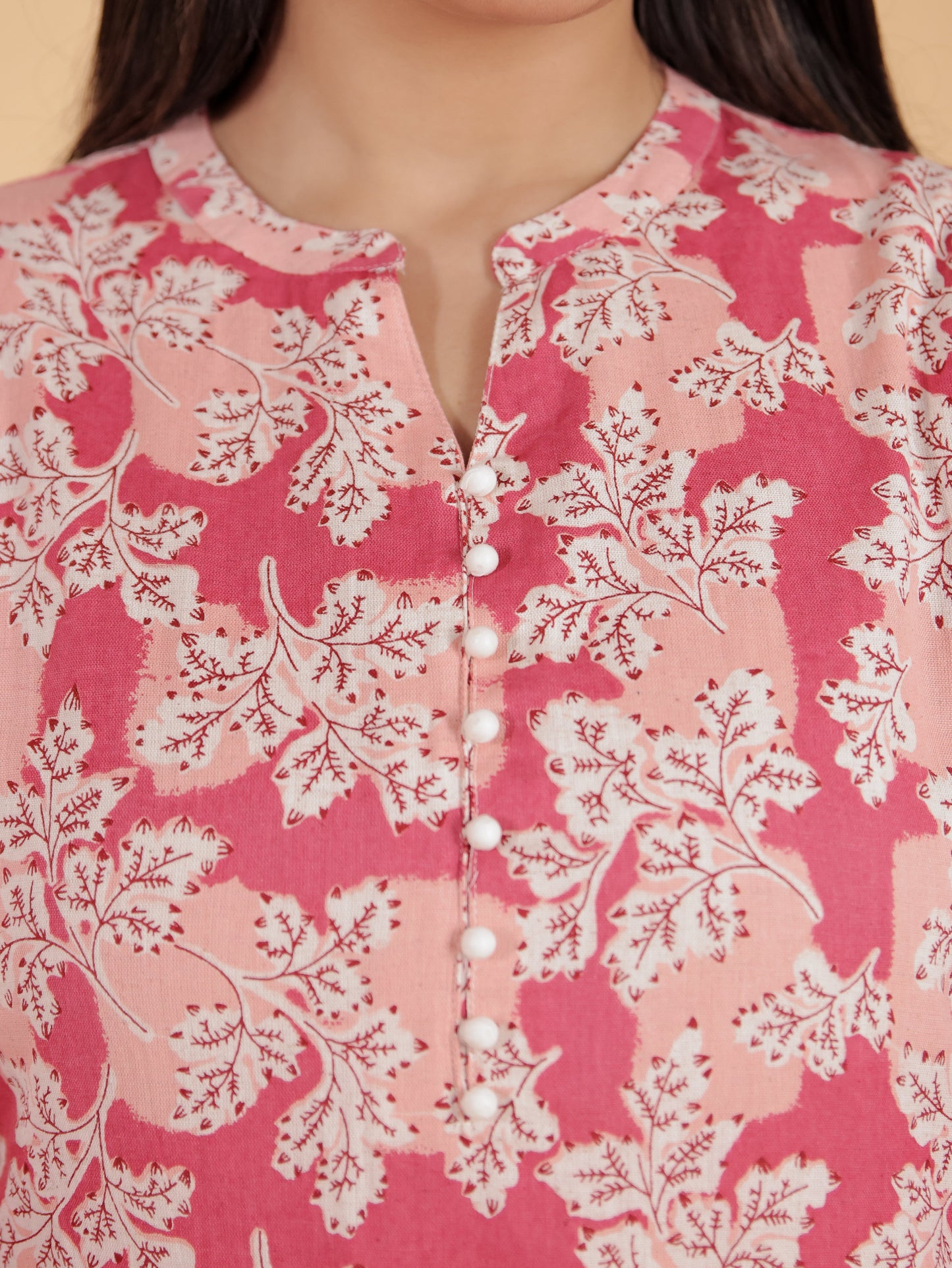 Women's Linen Pink Straight Kurta