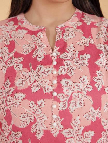 Women's Linen Pink Straight Kurta