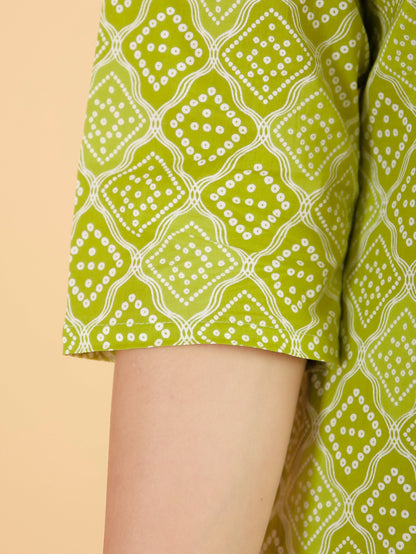 Women's Cotton Green Straight Kurta