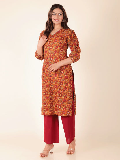 Women's Cotton Yellow Straight Kurta