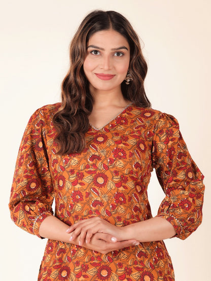 Women's Cotton Yellow Straight Kurta