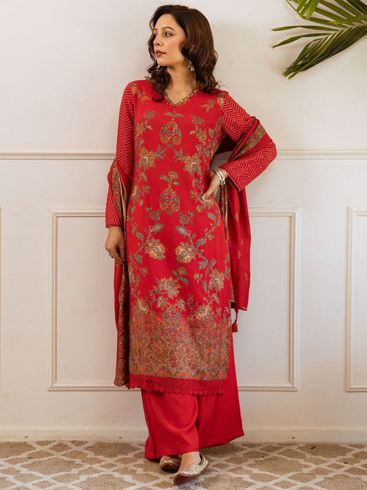 Dhiyona KL Women Floral Printed Kurta with Palazzo & Dupatta