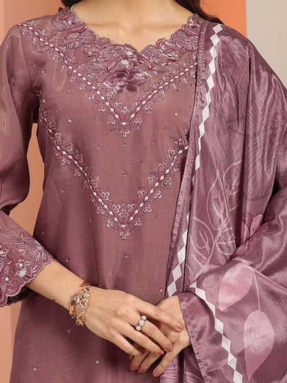 Dhiyona LL Women Floral Embroidered Kurta with Palazzos & Dupatta