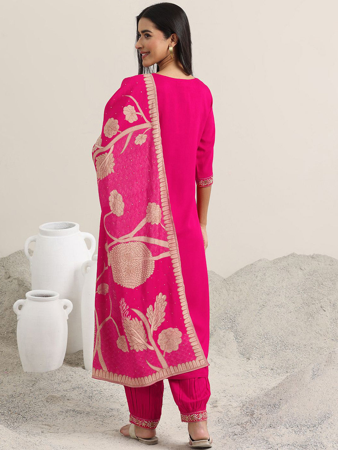 Women Ethnic Motifs Embroidered Kurta with Pyjama & Dupatta