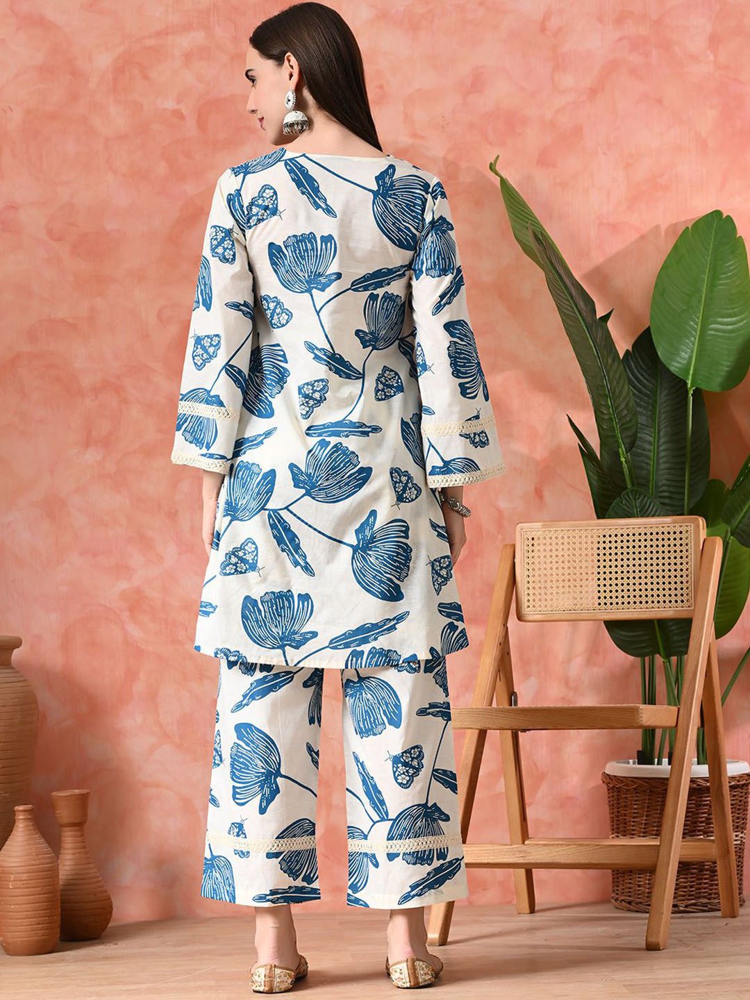 Printed Pure Cotton A-Line Kurta With Palazzos