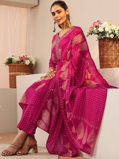 Women Floral Printed Regular Kurta with Trousers & With Dupatta