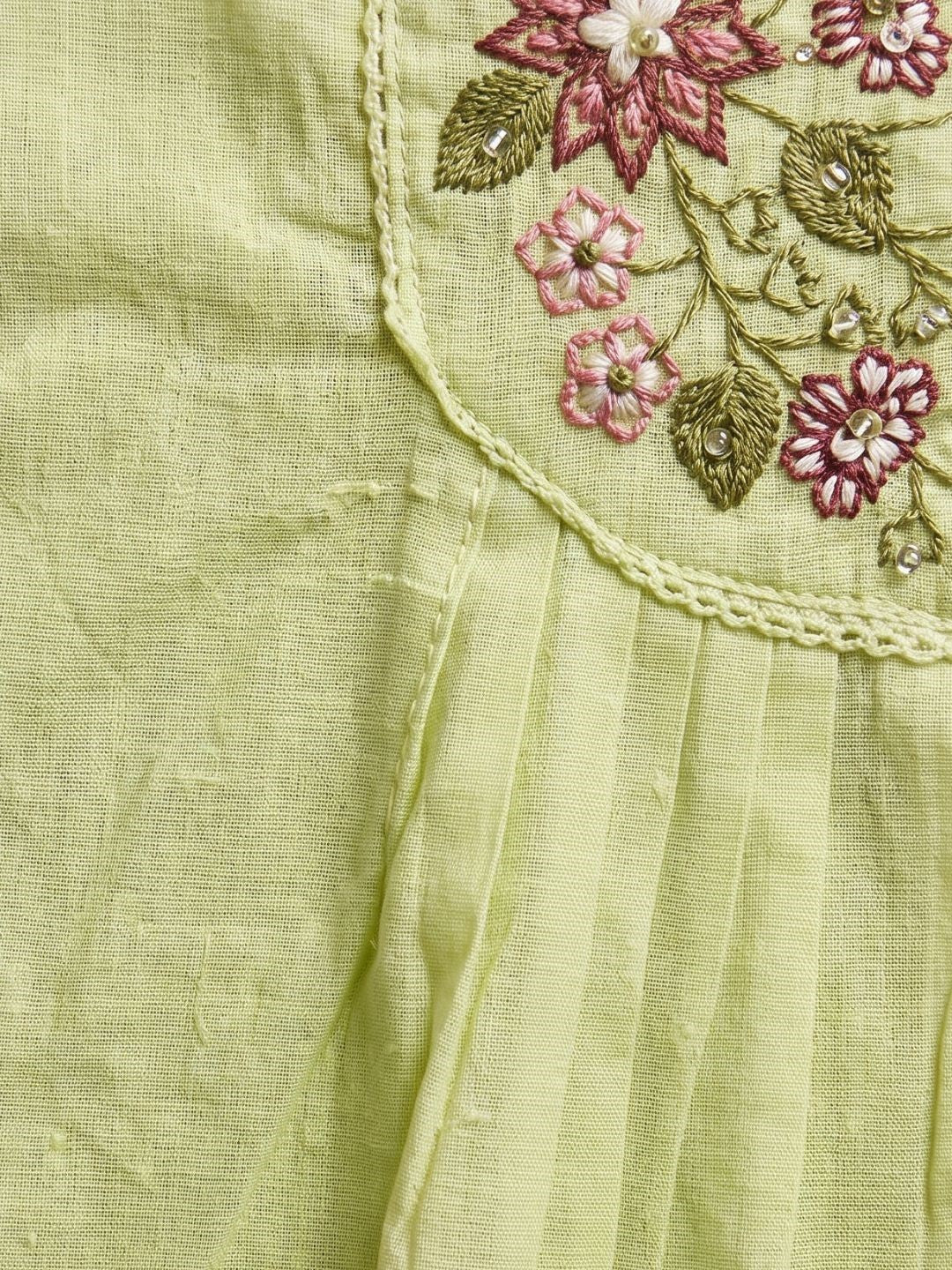 Tushar Mint Embroidery Cotton A Line Suit Set