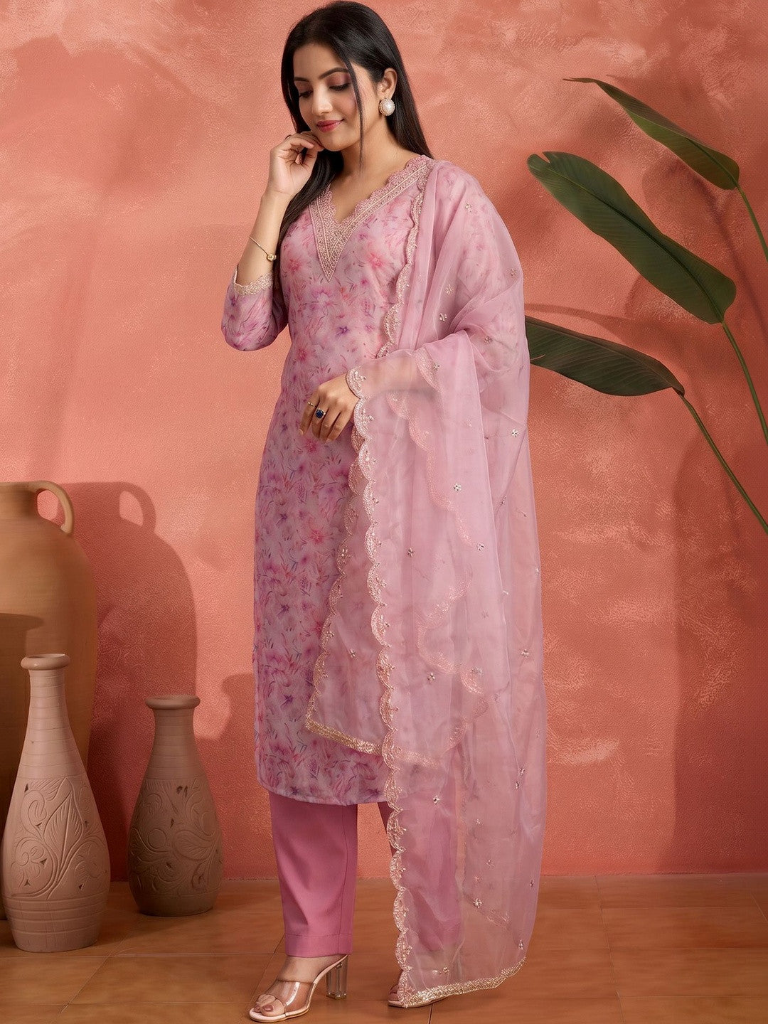 Embroidered Round Neck Kurta Sets