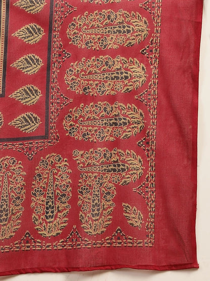Women Ethnic Motifs Printed Angrakha Kurta with Trousers & With Dupatta