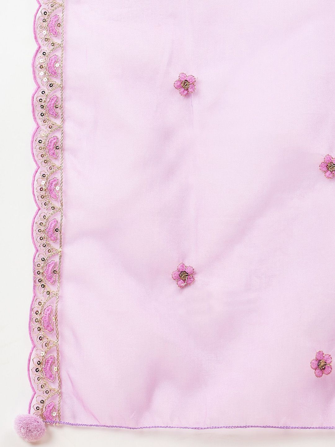 Dhiyona AN Floral Embroidered Sequinned Pure Cotton Kurta With Sharara & Dupatta