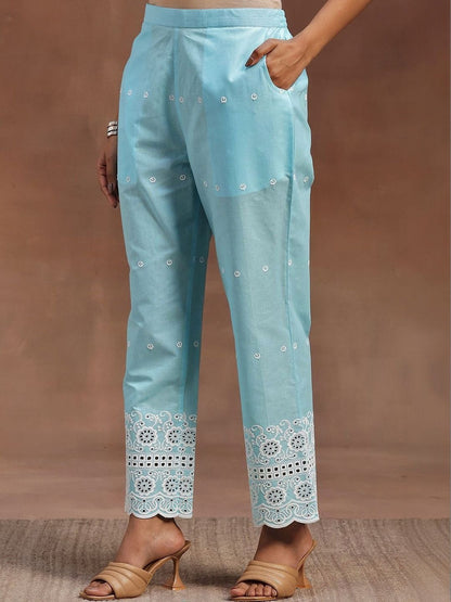 Women Ethnic Motifs Embroidered Tiered Thread Work Kurta with Trousers