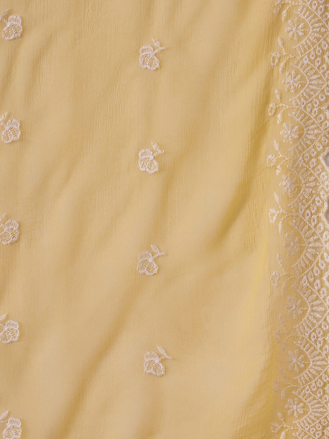 Women Floral Embroidered Cotton Kurta with Trousers & Dupatta