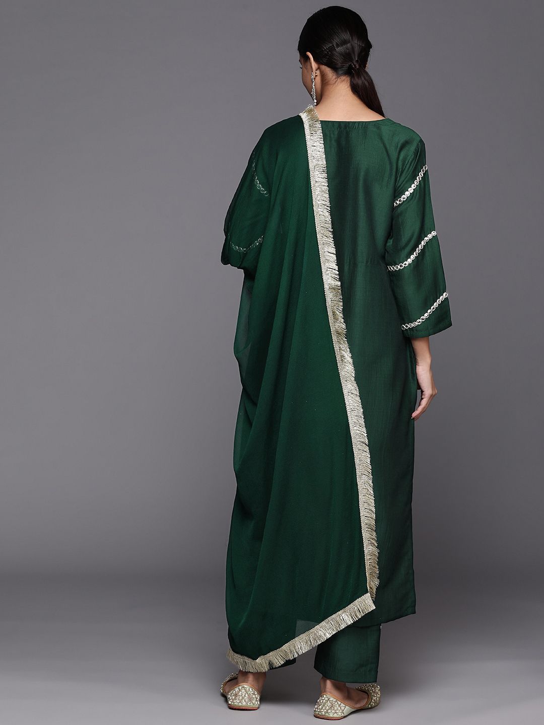 Dhiyona VA Women's Geometric Embroidered Kurta with Trousers & Dupatta