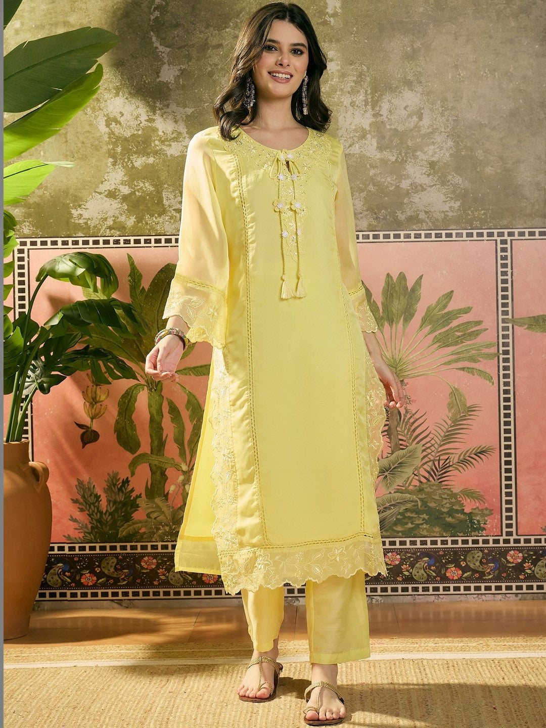 Embroidered Round Neck Kurta Sets