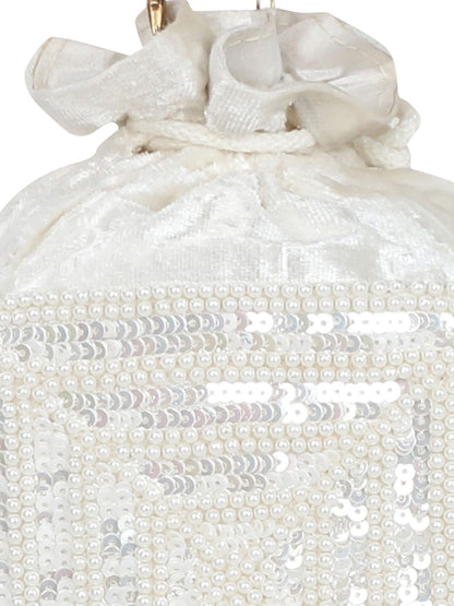 Dhiyona NR Pearl Embroidered Potli Clutch