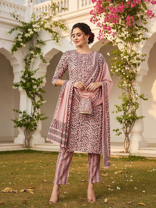 Dhiyona KL Ethnic Motifs Printed Regular Kurta with Trousers & With Dupatta
