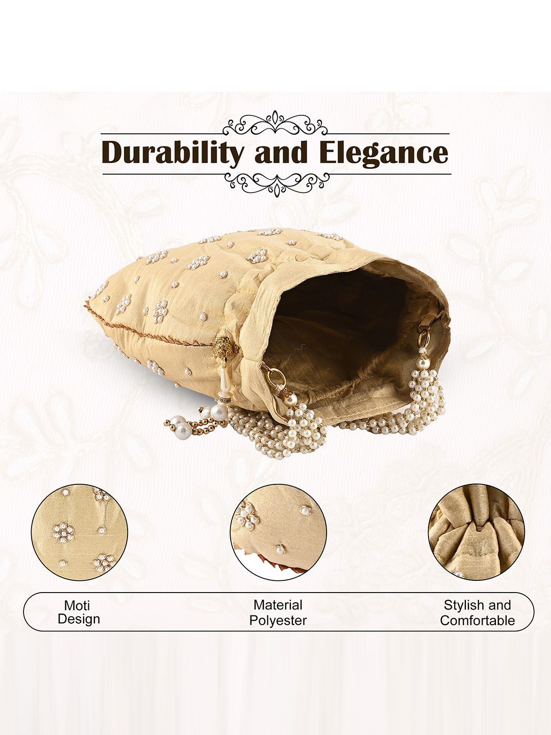 Dhiyona NR Set Of 2 Embroidered Embellished Shagun Potli Clutch
