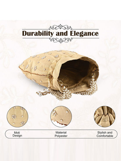 Dhiyona NR Set Of 2 Embroidered Embellished Shagun Potli Clutch
