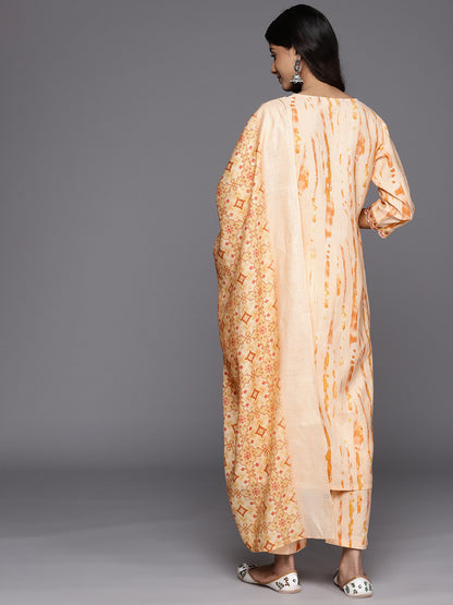 Women Dyed Regular Thread Work Kurta with Trousers & With Dupatta