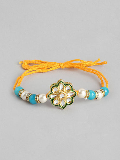 Dhiyona Unisex Set of 2 Beaded Bhai Bhabhi Rakhis With Roli & Chawal