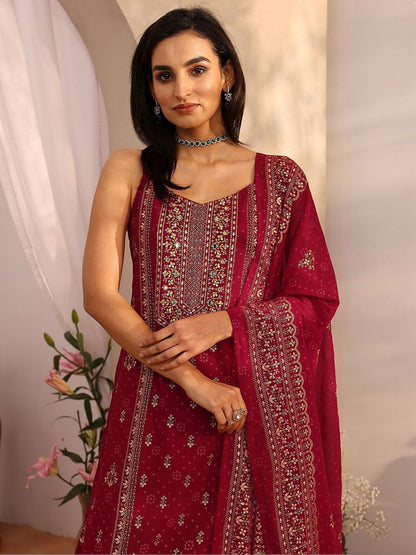Dhiyona LL Women Ethnic Motifs Printed Regular Kurta with Palazzos & With Dupatta