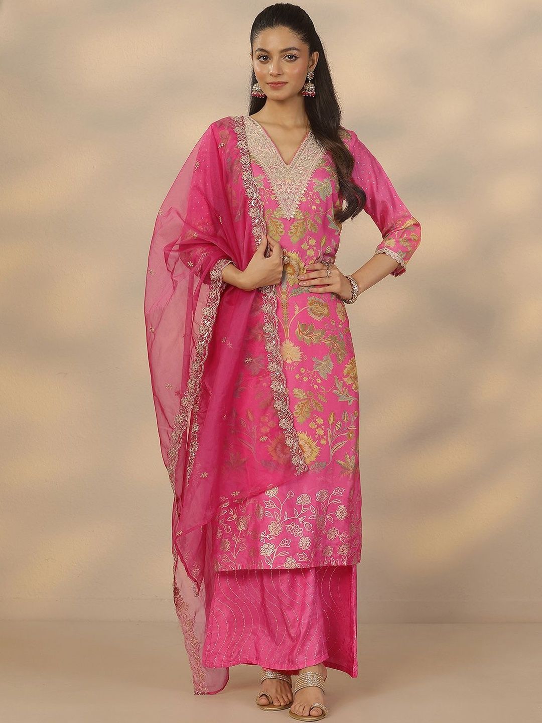Dhiyona LL Women Floral Printed Kurta with Palazzo & Dupatta