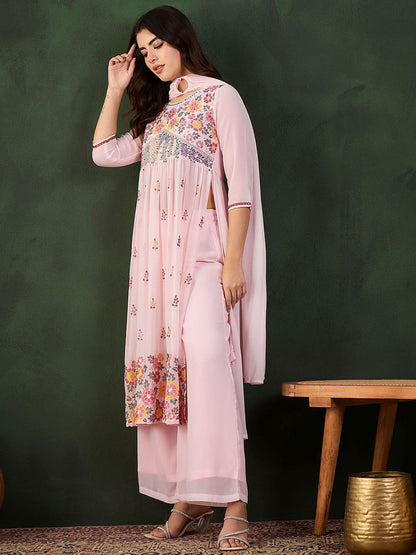 Dhiyona SN Embroidered Kurta, Palazzo With Dupatta