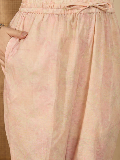Floral Embroidered Thread Work Pure Cotton Straight Kurta With Trousers & Dupatta