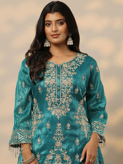 Dhiyona LL Women Ethnic Motifs Embroidered Kurta With Sharara & Dupatta Kurta Sets
