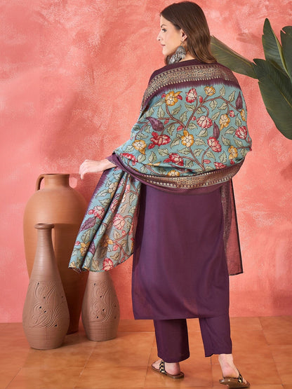 Printed V-Neck Kurta & Trousers Kurta Sets