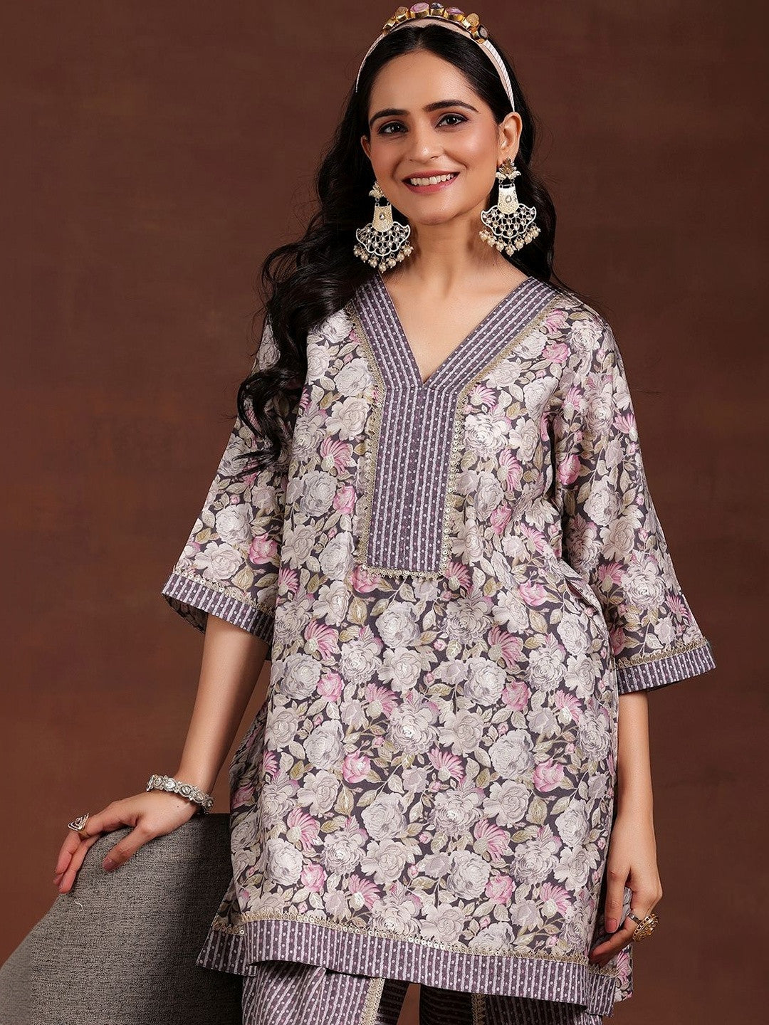 Women Floral Printed Regular Kurti with Dhoti Pants