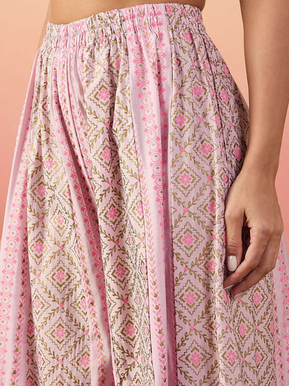 Dhiyona SN Printed Shirt Collar Kurta, Palazzo & Dupatta Set