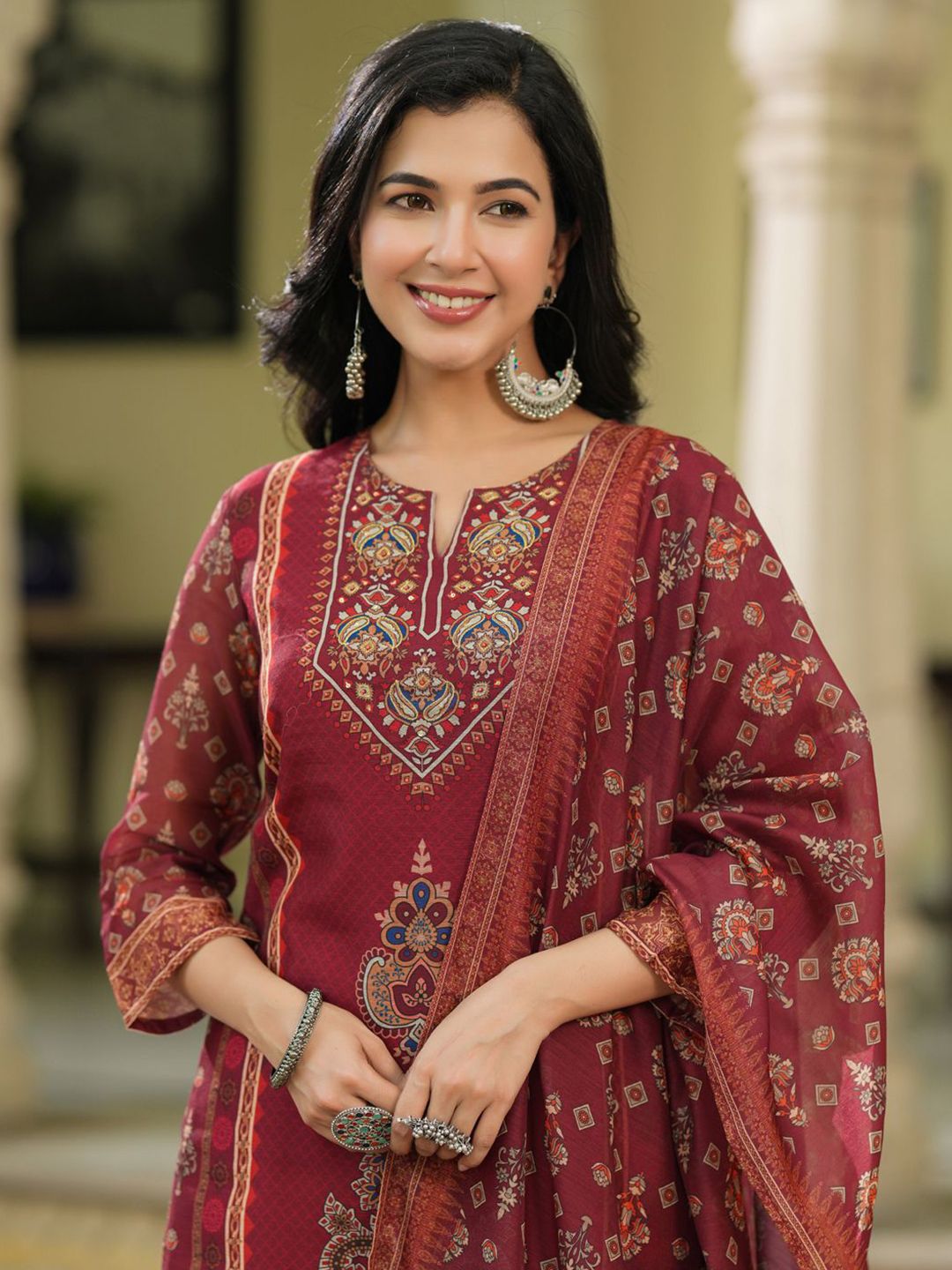 Dhiyona RR Women's Ethnic Motifs Printed Kurta with Trousers & Dupatta