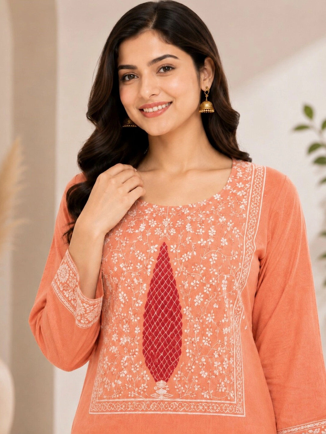 Women Ethnic Motifs Embroidered Regular Thread Work Pure Cotton Kurta with Trousers & With Dupatta