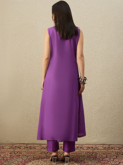 Women Ethnic Motifs Embroidered Regular Thread Work Pure Cotton Kurta with Trousers