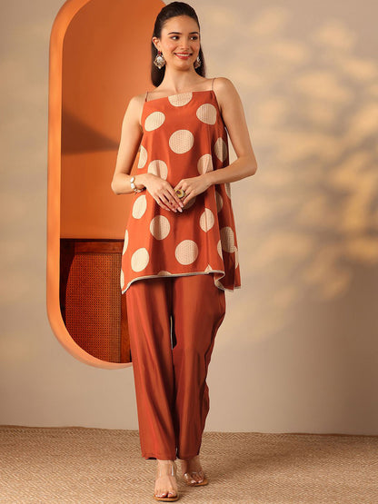Women Geometric Printed A-Line Kurti with Trousers
