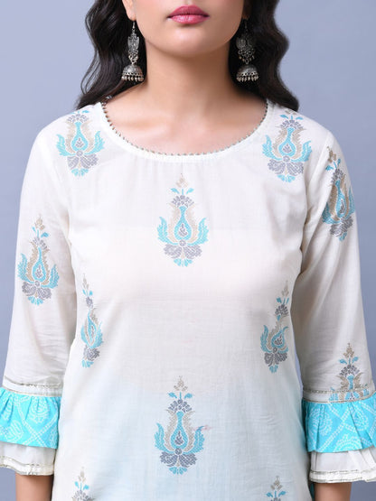 Dhiyona AN Ethnic Motifs Printed Gotta Patti Regular Straight Kurta With Sharara