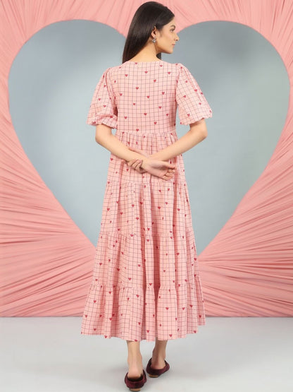 Dhiyona AY Women's Printed Cotton Fit & Flared Maxi Ethnic Dresses
