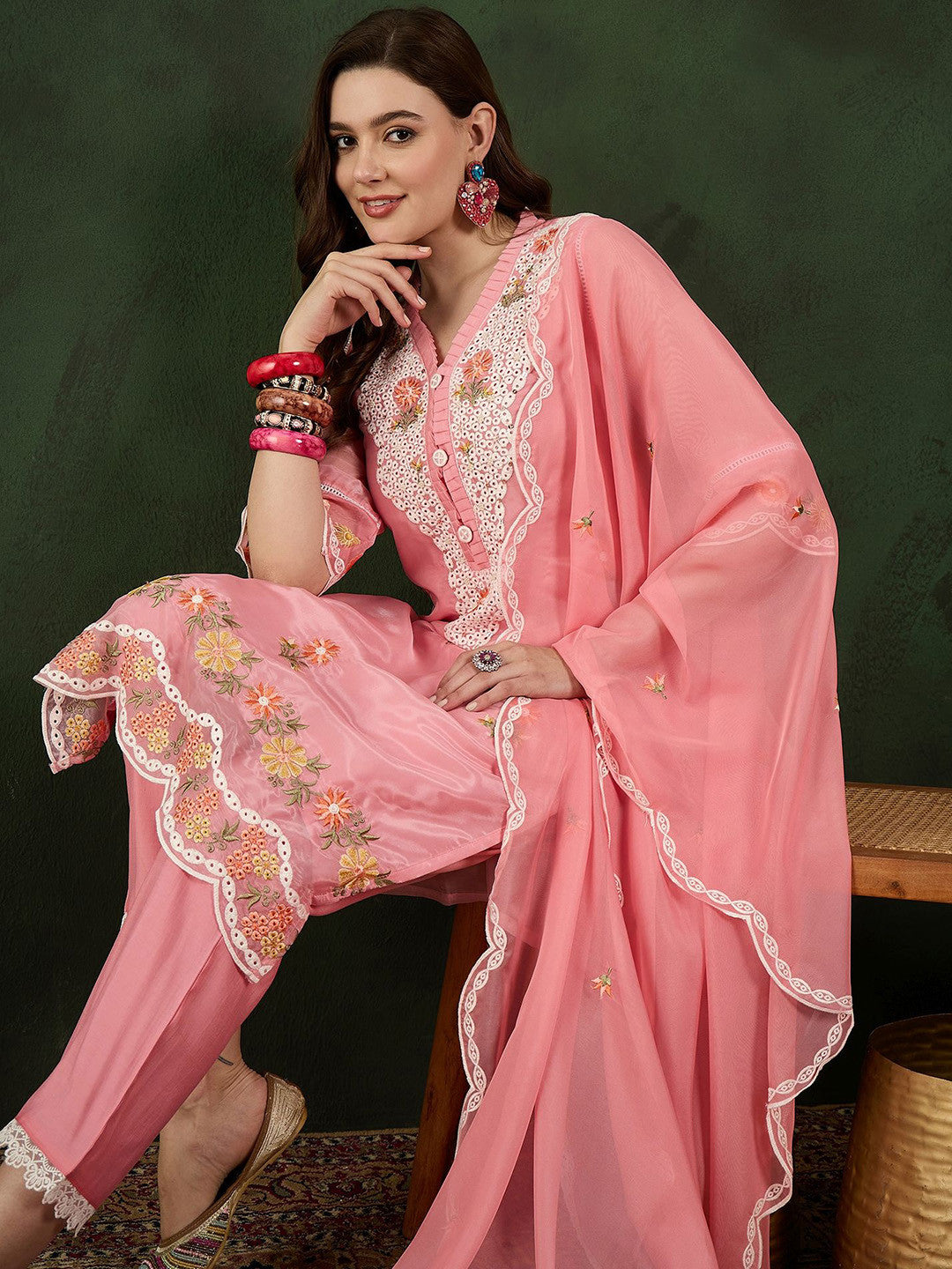 Embroidered Kurta & Trouser With Dupatta