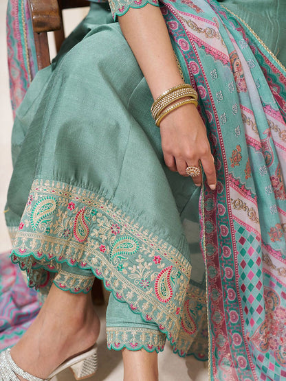 Dhiyona CH Women Ethnic Motifs Printed Kurta with Trousers & Dupatta