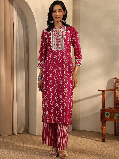 Women Ethnic Motifs Printed Regular Thread Work Kurta with Palazzos