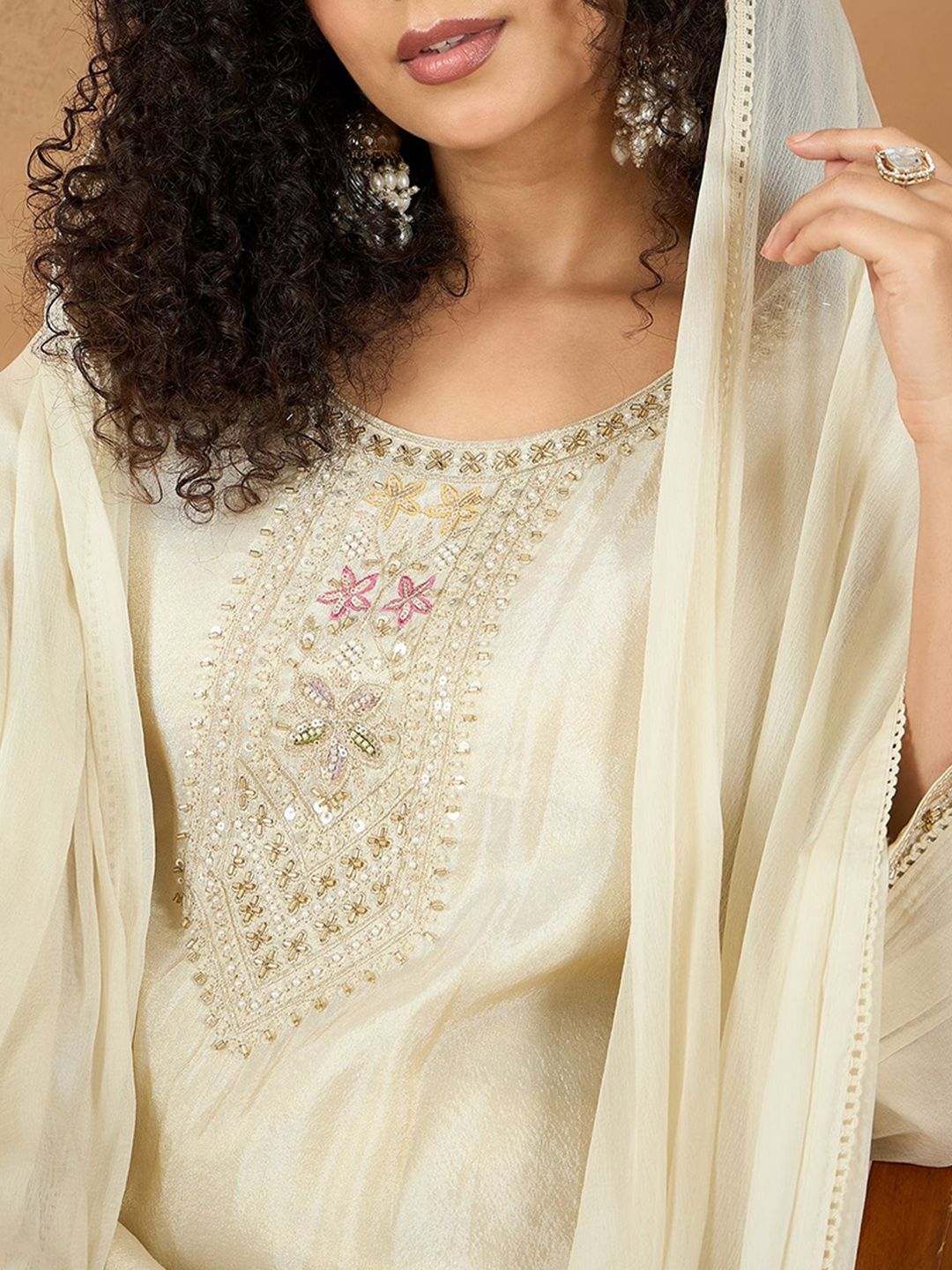 Dhiyona VA Women Ethnic Motifs Embroidered Kurta with Palazzo & Dupatta