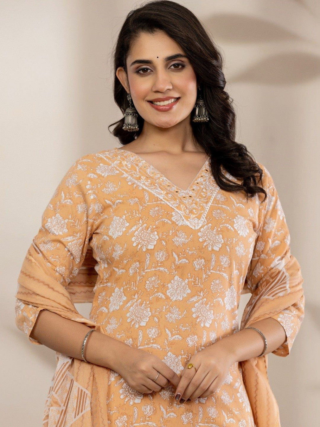 Women Floral Printed Regular Pure Cotton Kurta with Trousers & With Dupatta