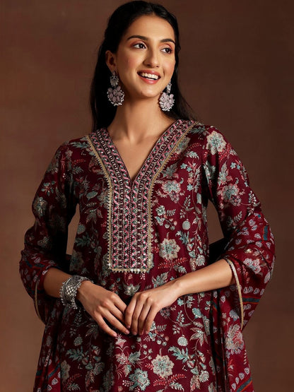 Women Floral Printed Regular Gotta Patti Kurti with Dhoti Pants & With Dupatta