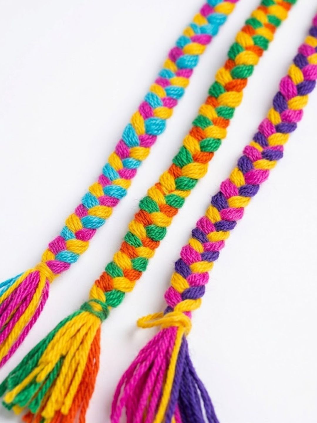 Dhiyona Set Of 3 Multicolor Thread Rakhi With Roli Chawal Chandan Mishri